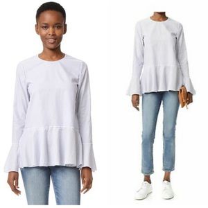 Theory Blue Stripe Peplum Top